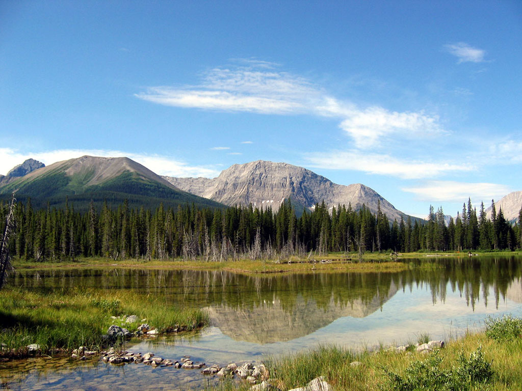 Lakeside camping area in Kananaskis Country near Calgary